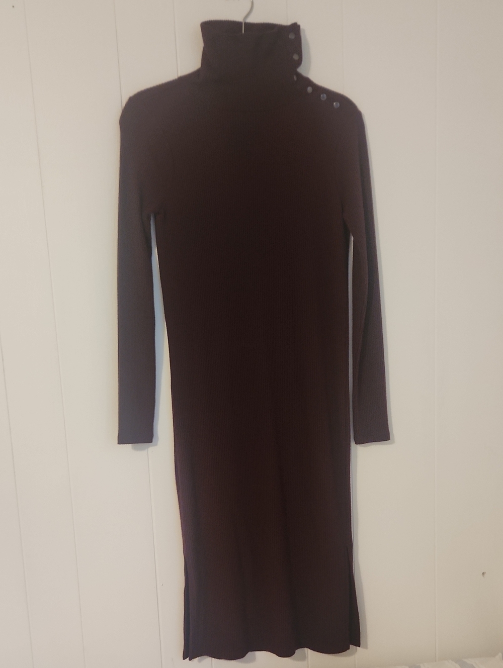 Classy And Cozy White House Black Market Ribbed Dress In Plum Sz XS